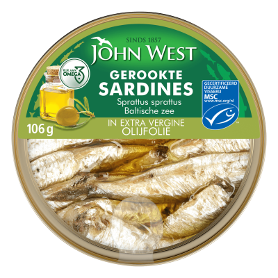Gerookte sardines in extra vergine olijfolie 106gr