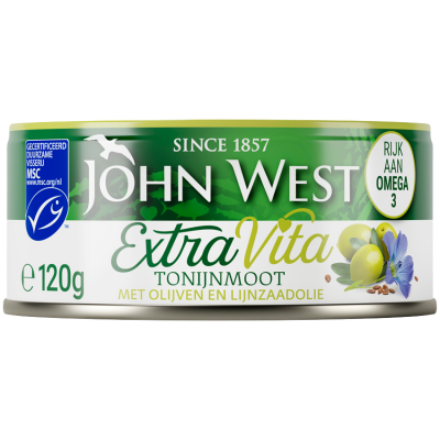 ExtraVita Tonijnmoot met Olijven en Lijnzaadolie: MSC 120g ExtraVita Tonijnmoot met Olijven en Lijnzaadolie: MSC 120g